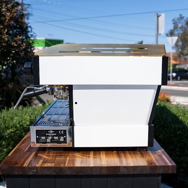 Late Model 3 Group La Marzocco PB – Custom White with Brass Accents