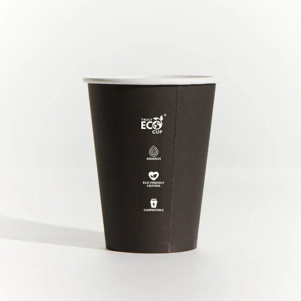 12oz Coffee Cups - PLAIN BLACK / PACK OF 100