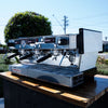 Immaculate La Marzocco Linea AV Gloss White with Chrono Shot Timers