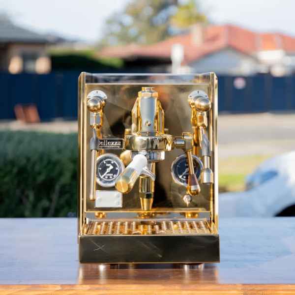 24 Cart Gold Plated Bellezza Francesca Custom Semi Commercial Coffee Machine