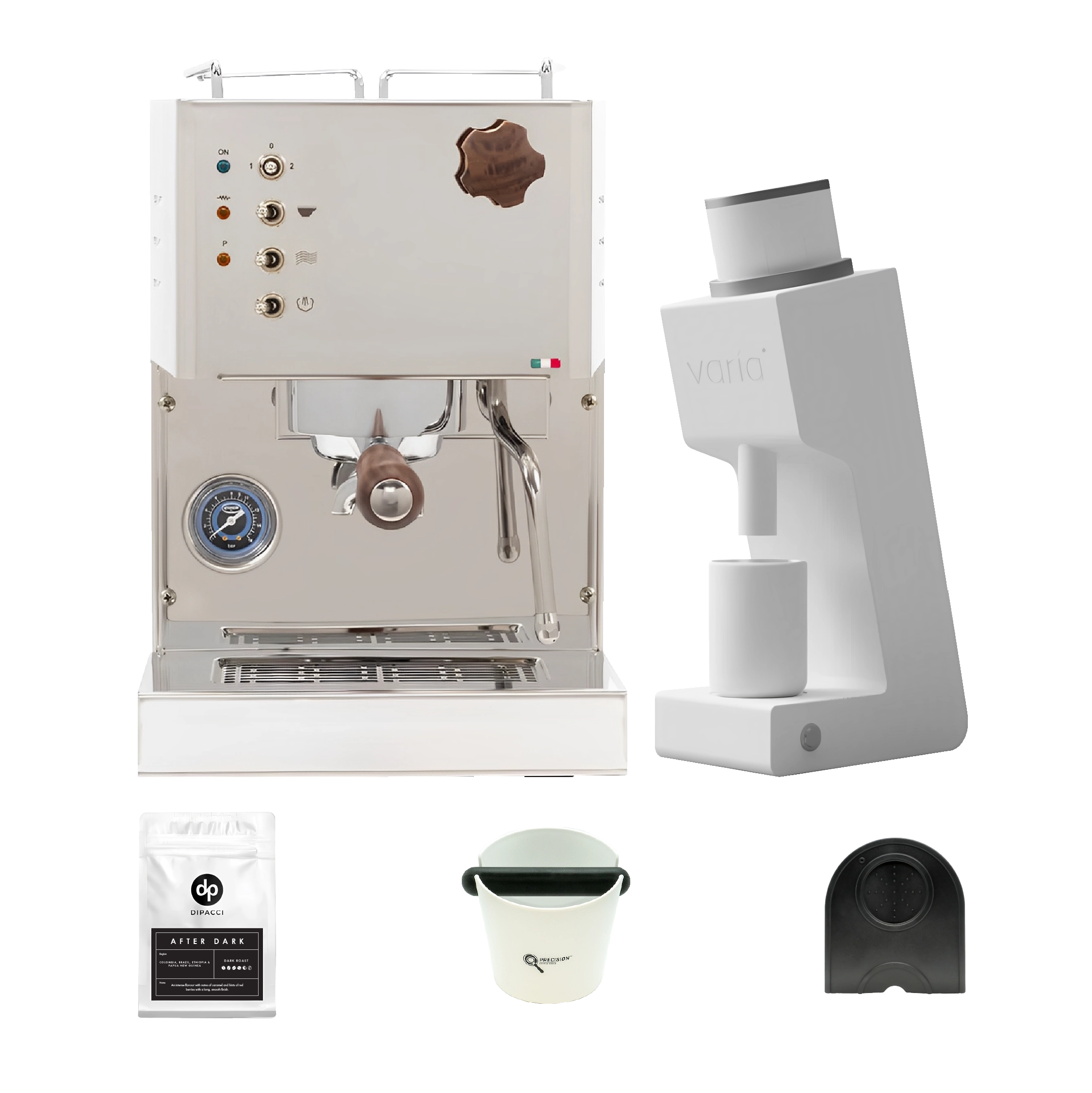 Quick Mill Pippa +  Varia VS3 Coffee Grinder Gen 2 + 250g  After Dark Blend + Precision Accessories