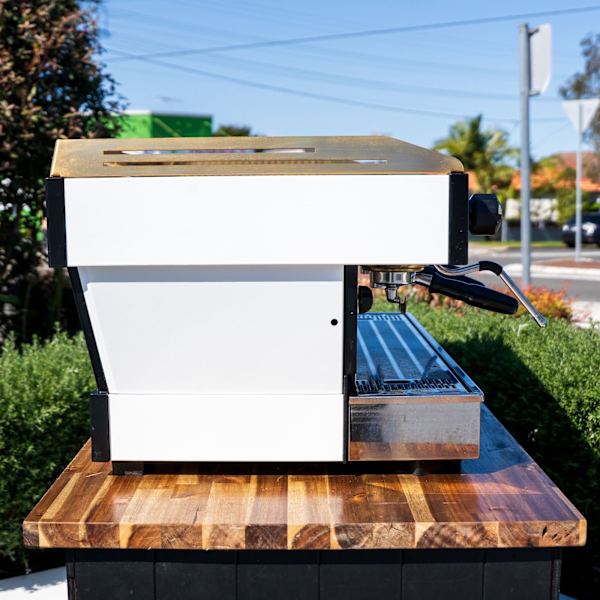 Late Model 3 Group La Marzocco PB – Custom White with Brass Accents