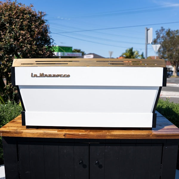 Late Model 3 Group La Marzocco PB – Custom White with Brass Accents