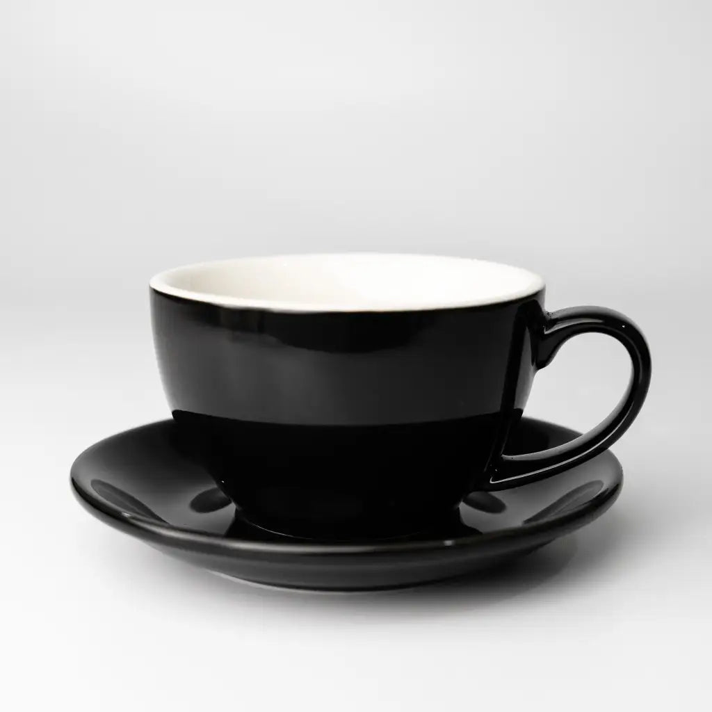 Precision Cup & Saucers in Gloss Black (300ml) - cups
