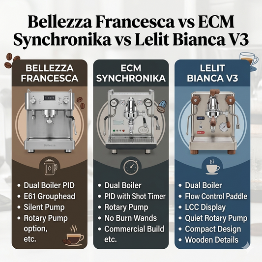 Bellezza Francesca vs ECM Synchronika vs Lelit Bianca V3