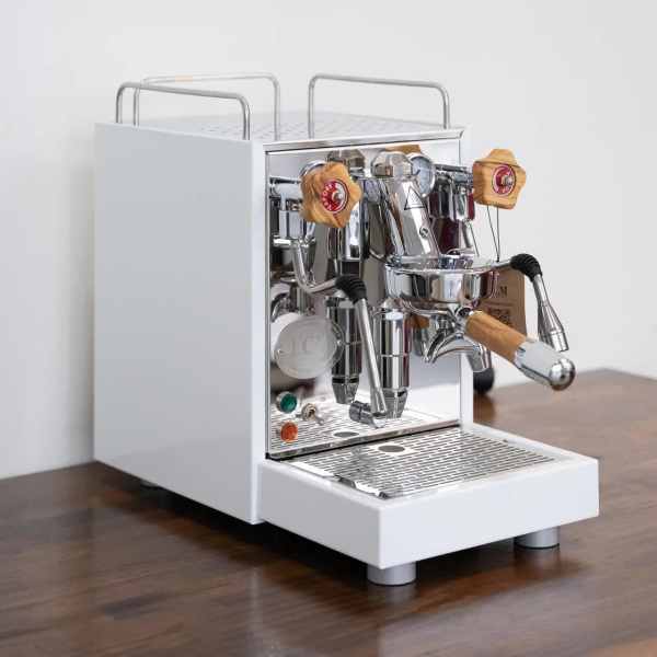 Brand New Custom White ECM Mechanika Slim With Timber Kit Coffee Machine