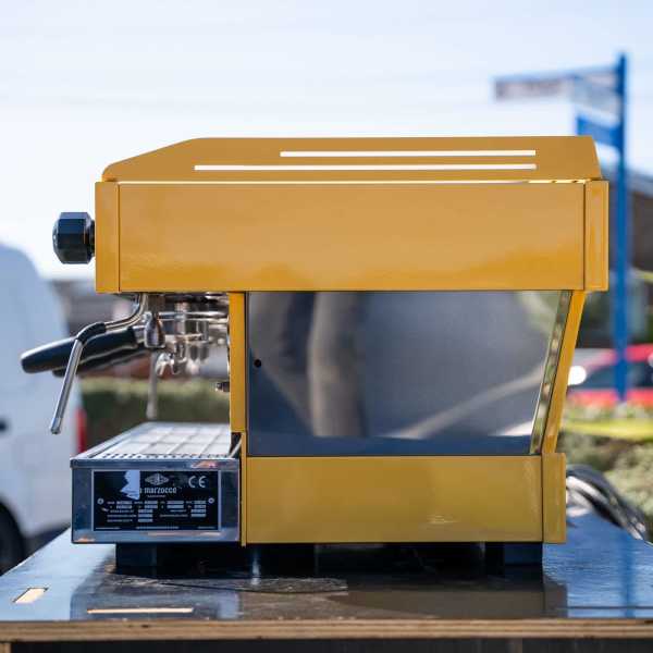 Stunning Custom Yellow & Chrome 3 Group La Marzocco PB COFFEE MACHINE