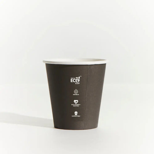 8oz Coffee Cups - PLAIN BLACK / PACK OF 100