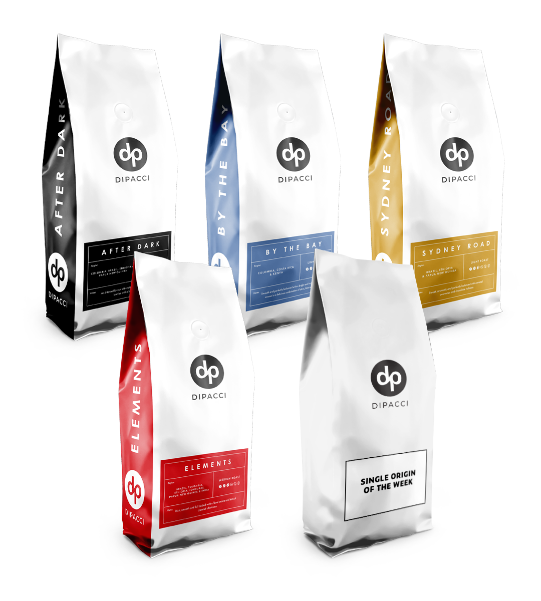 Dipacci Espresso Coffee Sample Pack w- Single Origin (5x 1kg)