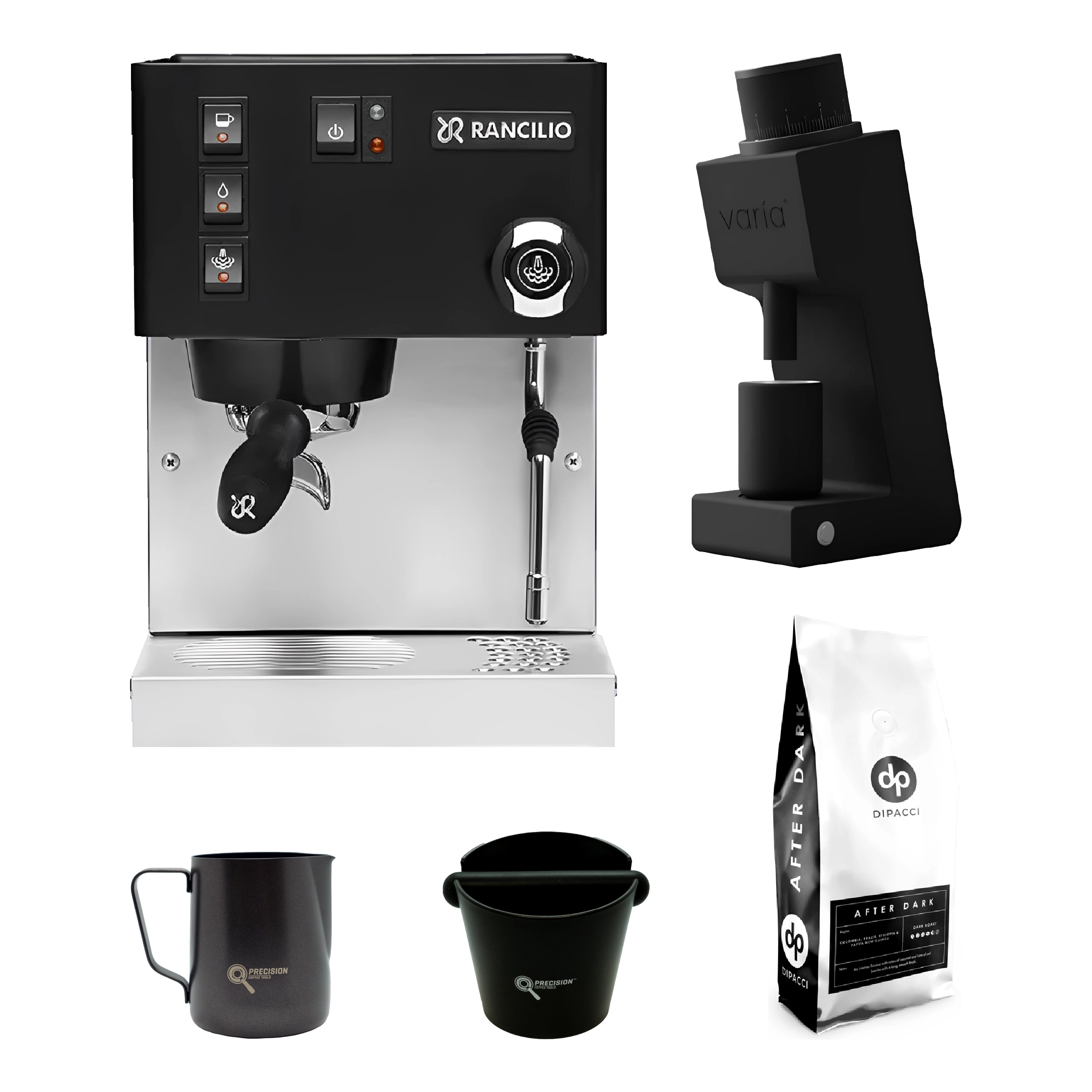 Rancilio Silvia 2025 V6 +  Varia VS3 Coffee Grinder Gen 2 + 1kg  After Dark Blend + Precision Accessories