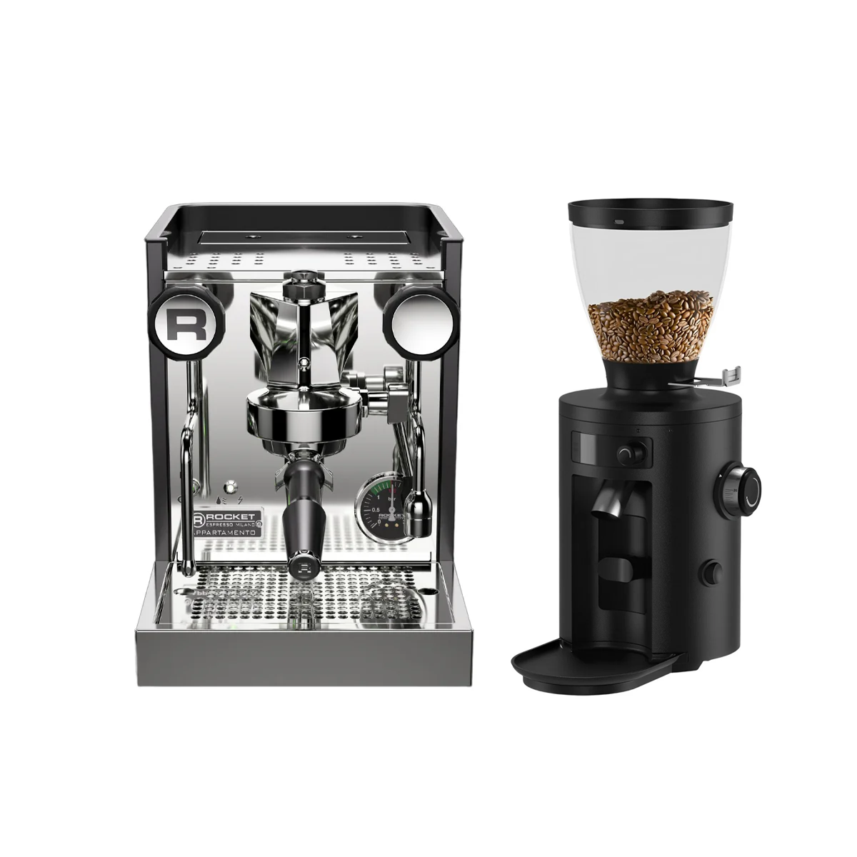 Rocket Appartamento TCA Black Coffee Machine & Black Mahlkonig x54 Bundle (Includes Free Precision Starter Pack & 250g Elements Blend)