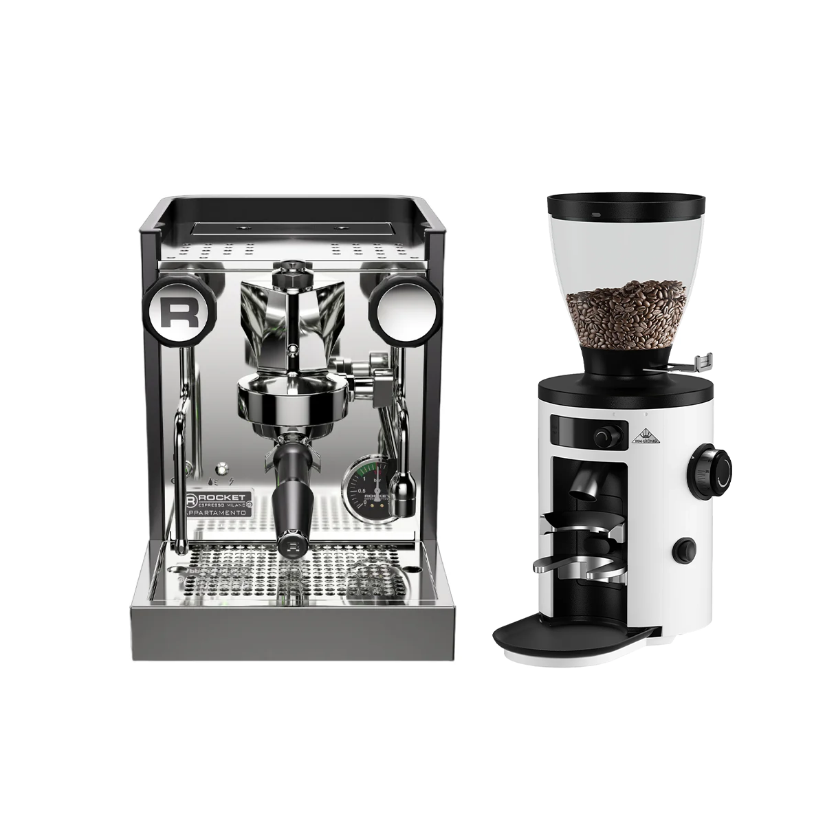 Rocket Appartamento TCA White Coffee Machine & White Mahlkonig x54 Bundle (Includes Free Precision Starter Pack & 250g Elements Blend)