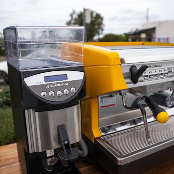 Appia II 10 Amp Yellow Café Machine + Mythos Electronic Grinder - Australia - Di Pacci