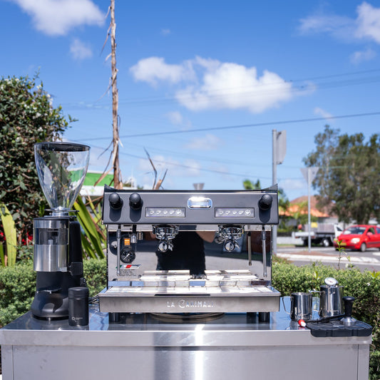 Black Carimali & X011 Grinder + Precision Accessories & Stainless Steel Coffee Cart Package - Australia - Di Pacci