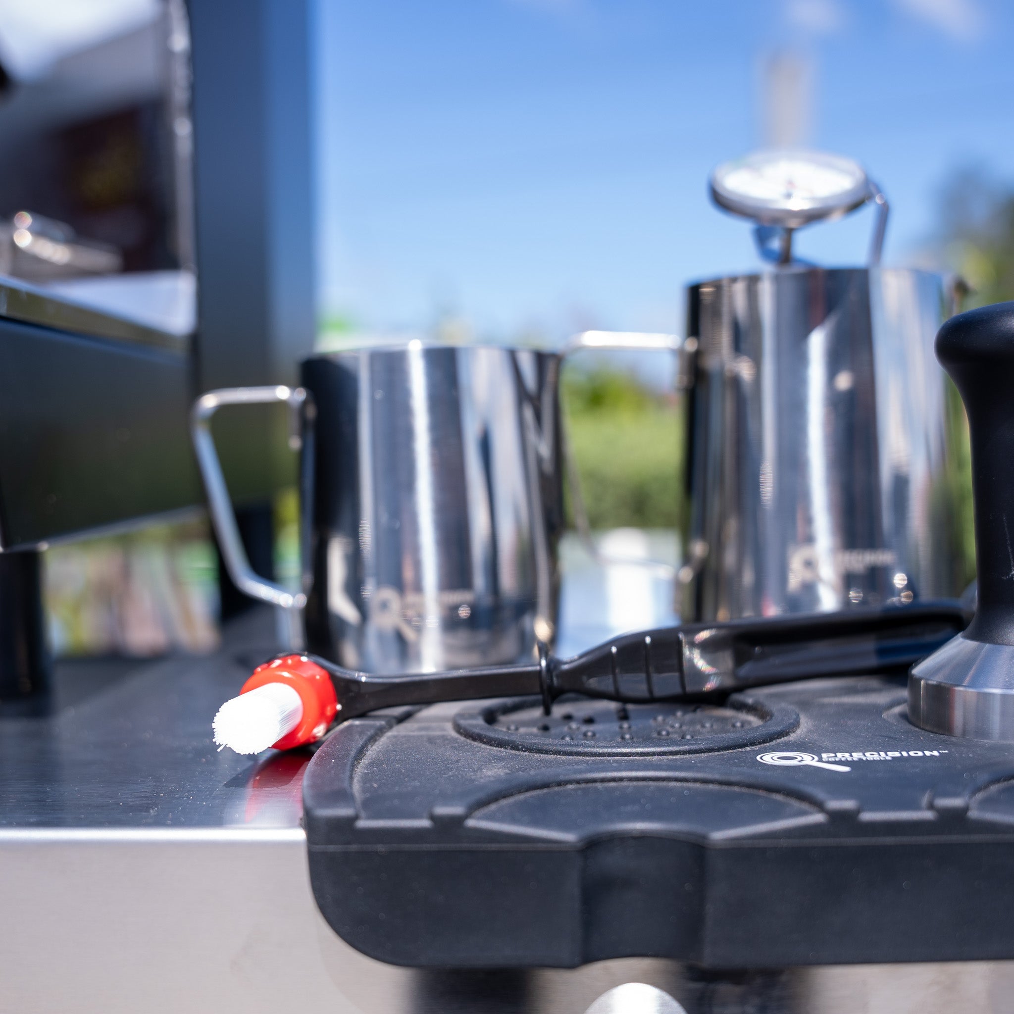 Black Carimali & X011 Grinder + Precision Accessories & Stainless Steel Coffee Cart Package - Australia - Di Pacci