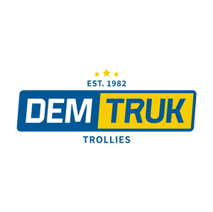 Blue and yellow logo for ’Dem Truk Trollies’ established in 1982.