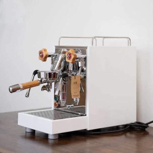 Brand New Custom White ECM Mechanika Slim With Timber Kit Coffee Machine - Australia - Di Pacci