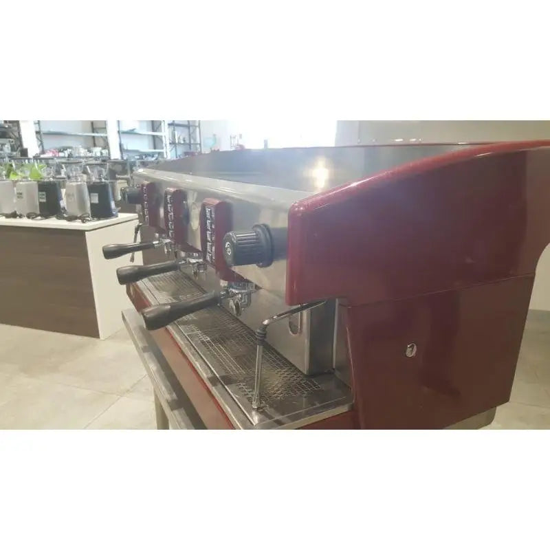 Burgundy Cheap 3 Group Wega Atlas Commercial Coffee Machine