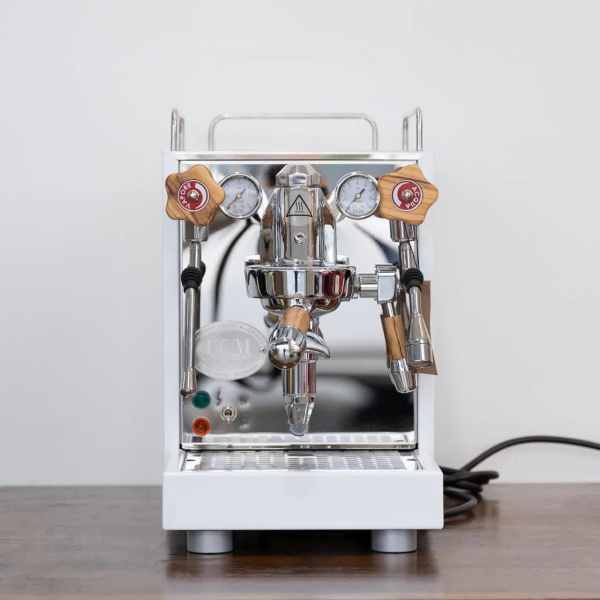 Brand New Custom White ECM Mechanika Slim With Timber Kit Coffee Machine