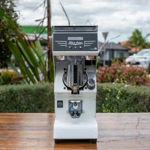 Clean Pre Loved Mythos One In White Commercial Coffee Grinder - Australia - Di Pacci