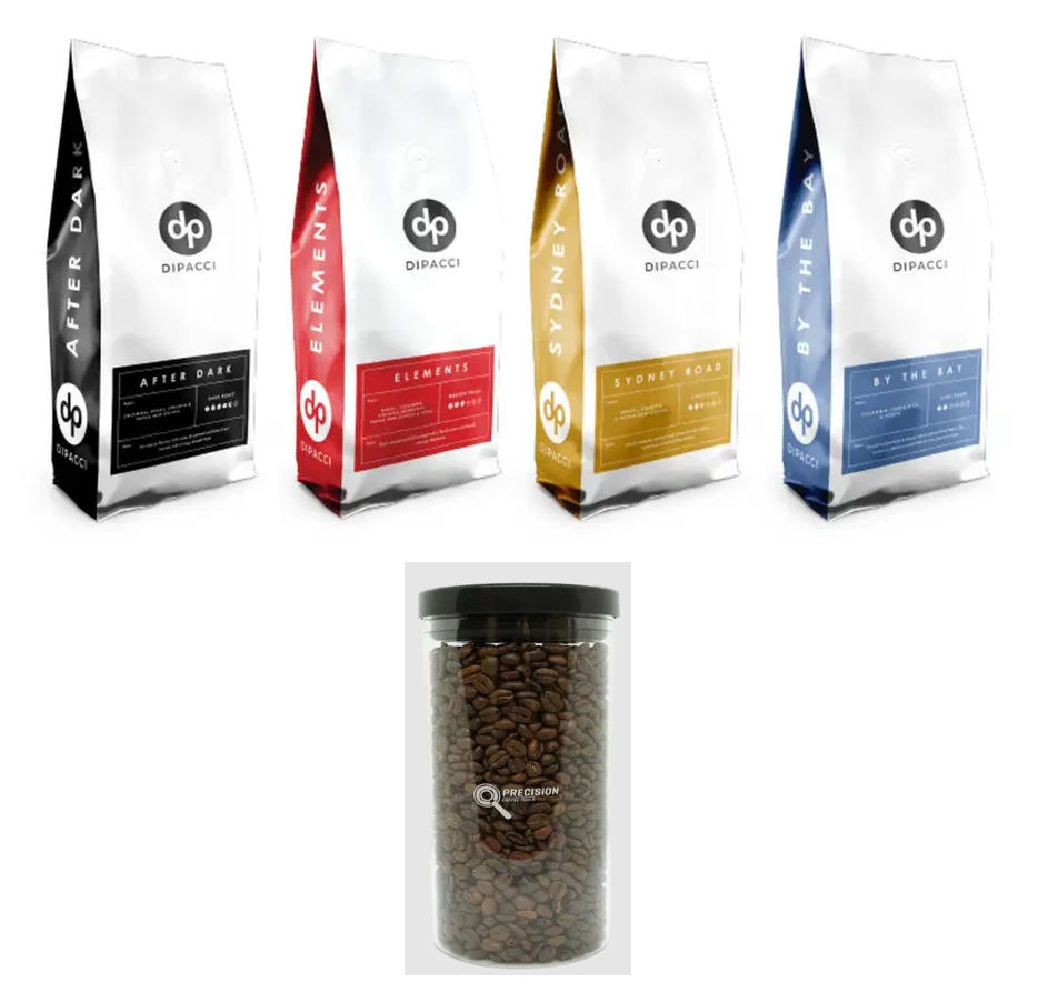 Dipacci Coffee Beans - 4kg with Precision Glass Coffee Bean Container