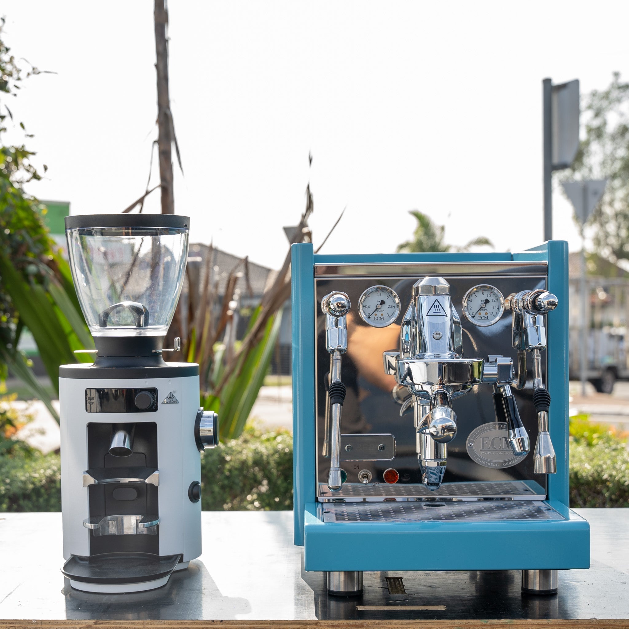 Custom Baby Blue ECM Technika V Profi PID Coffee Machine & Mahlkonig X54 Grinder - Australia - Di Pacci