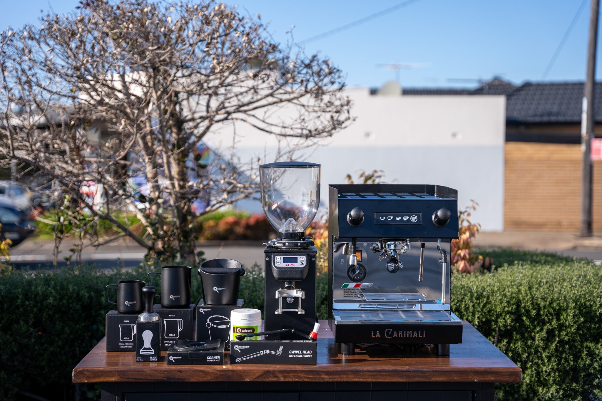 La Carimali Nimble 1 Group Black Coffee Machine, Dip DKS - 65 Grinder & Accessories Package - Australia - Di Pacci