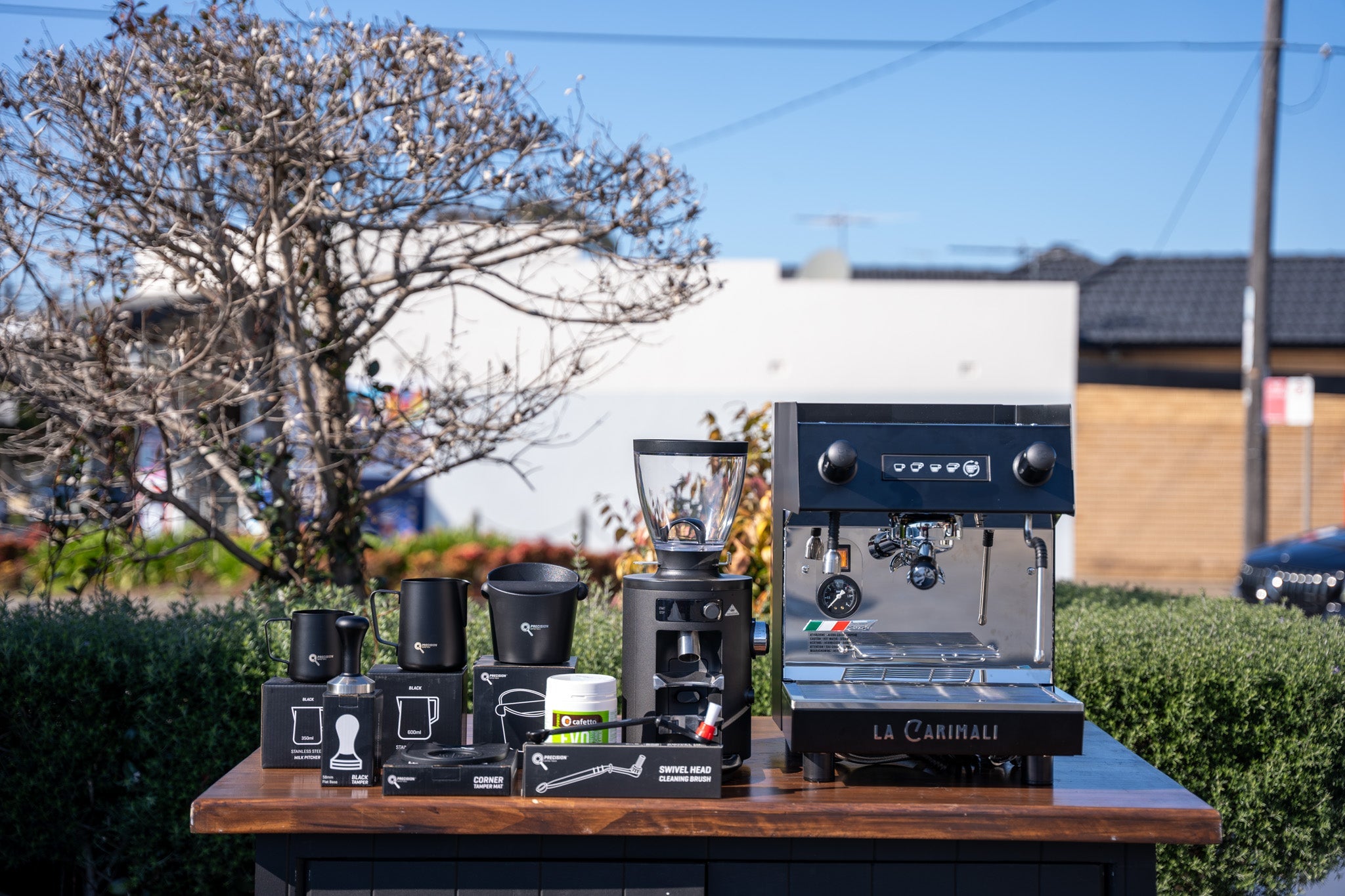 La Carimali Nimble 1 Group Black Coffee Machine, Mahlkonig X54 Grinder & Accessories Package - Australia - Di Pacci