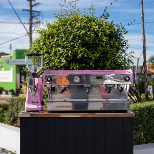 Late Model La Marzocco PB 3 Group + Mazzer E PINK Immaculate Condition - Australia - Di Pacci