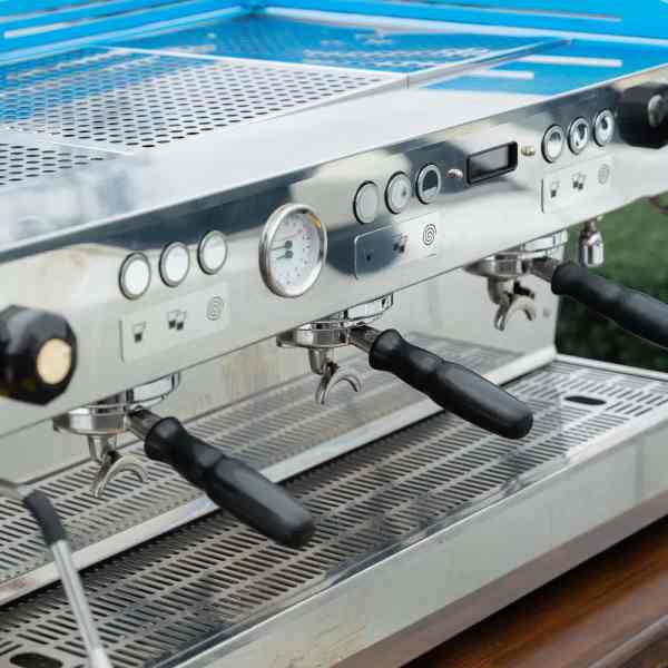 Pre Loved Aqua Blue 3 Group La Marzocco PB Commercial Coffee Machine - Australia - Di Pacci