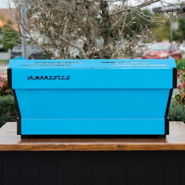 Pre Loved Aqua Blue 3 Group La Marzocco PB Commercial Coffee Machine - Australia - Di Pacci