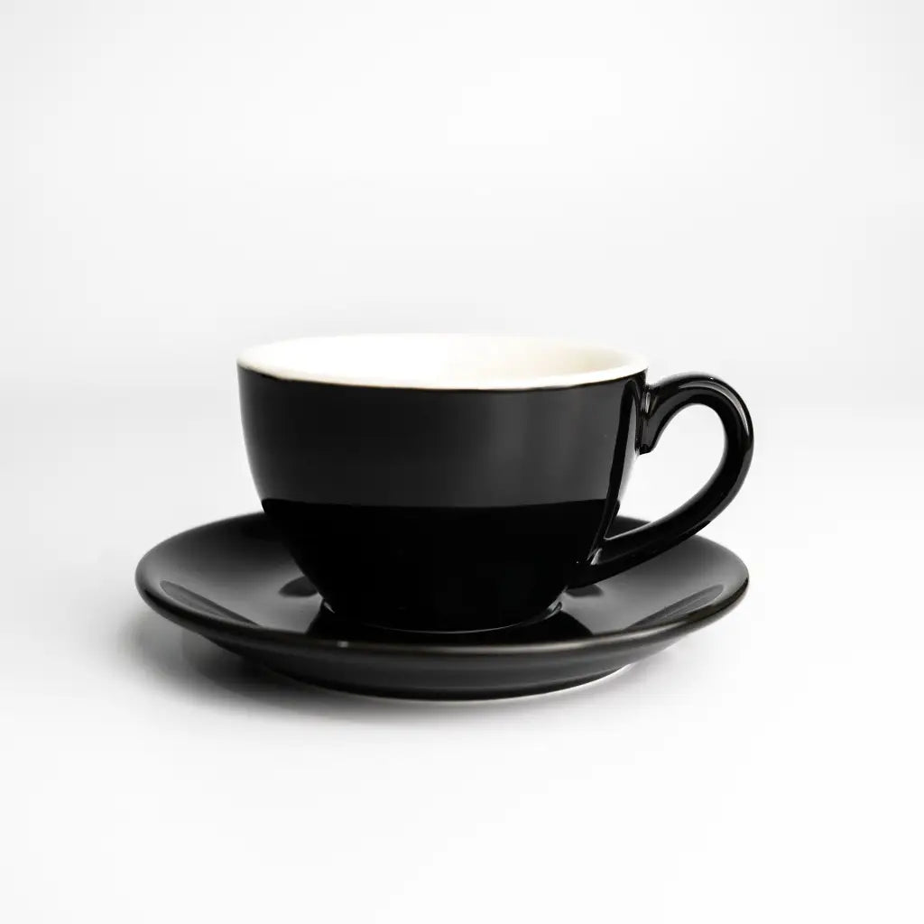 Precision Cup & Saucers in Gloss Black (200ml) - cups