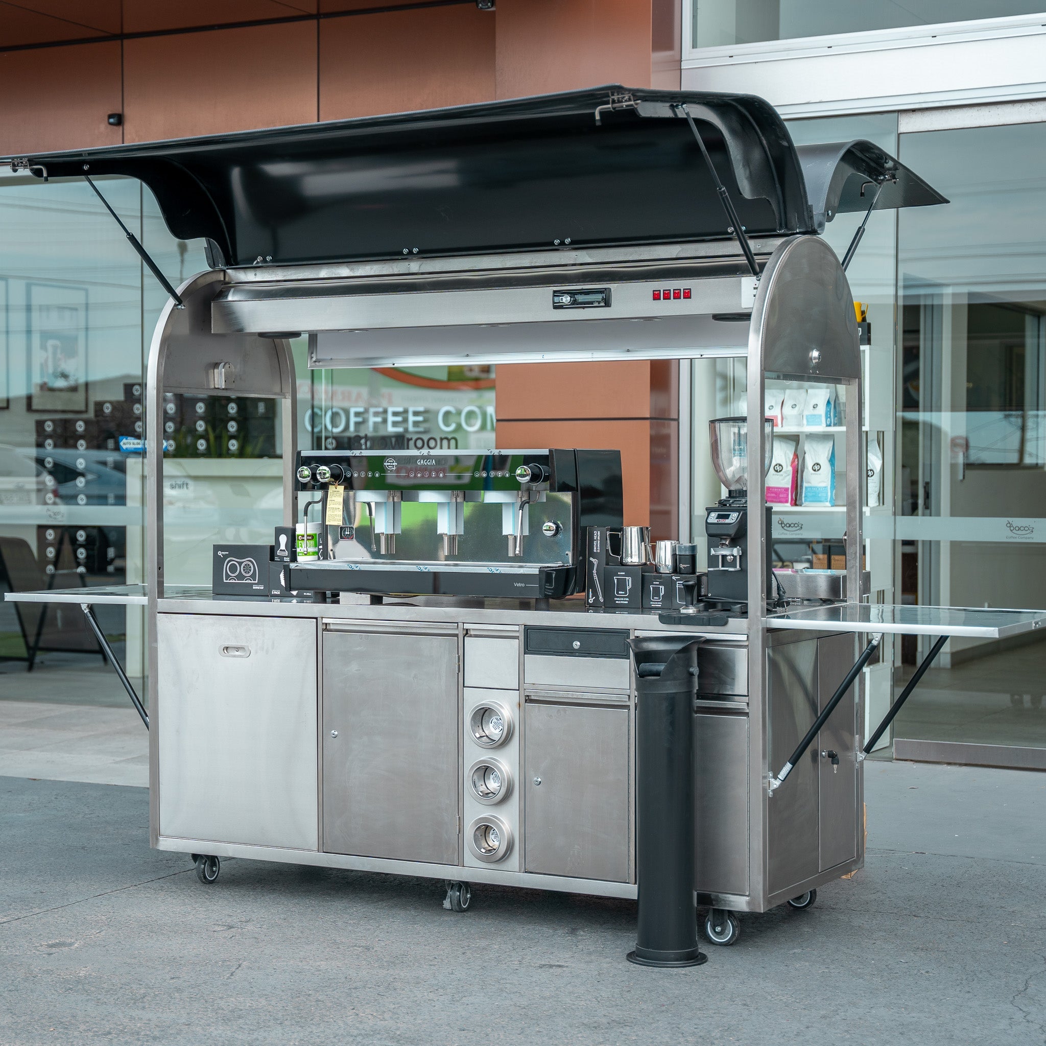 PRECISION LARGE LOCKABLE COFFEE CART PACKAGE WITH GAGGIA VETRO 3 GROUP & DIP DKS - 65 - Australia - Di Pacci