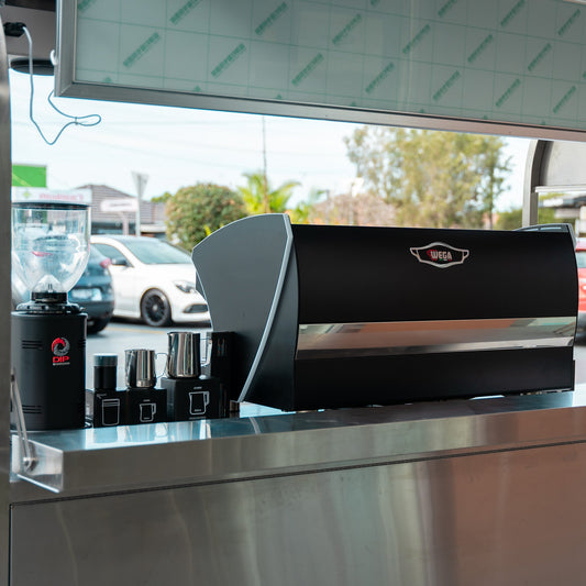 PRECISION LARGE LOCKABLE COFFEE CART PACKAGE WITH WEGA POLARIS TRON 3 GROUP DIP DKS - 65 - Australia - Di Pacci