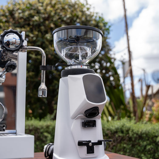 Rocket R Cinquantotto (R58) Coffee Machine + Fiorenzato All Ground Grinder Package In White - Australia - Di Pacci