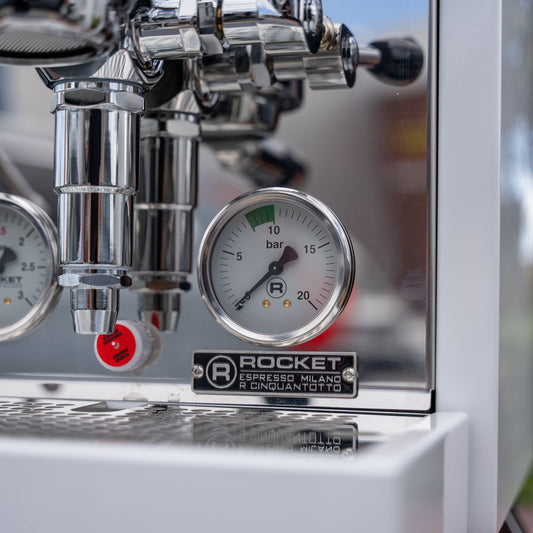 Rocket R Cinquantotto (R58) Coffee Machine + Niche Zero Grinder Package In White - Australia - Di Pacci