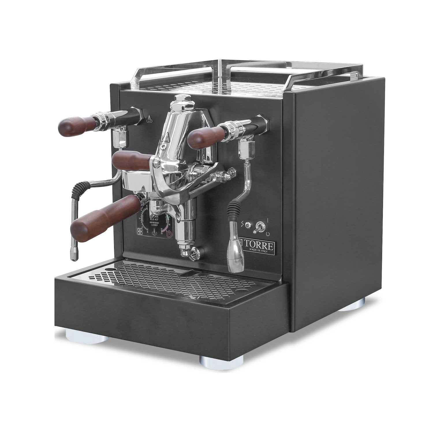 Torre Peppina EVO Matte Black With Wood Coffee Machine | Di Pacci