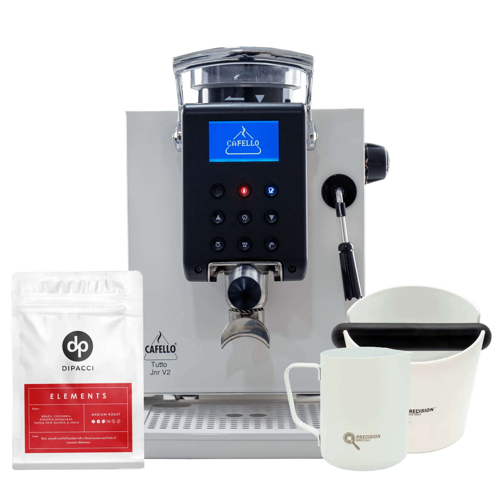 Tutto Junior V2 Package (Includes Knock Bin, Stainless Steel Jug & 250g Elements Blend) - Australia - Di Pacci