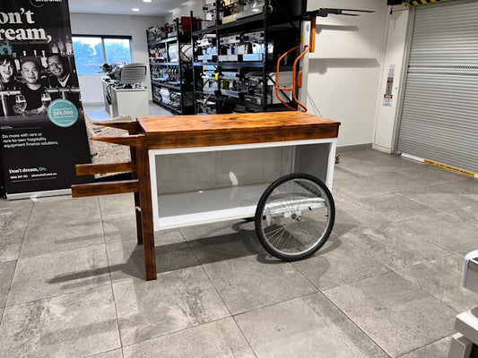 Vintage Style Coffee Cart With Wheels Timber White - Australia - Di Pacci