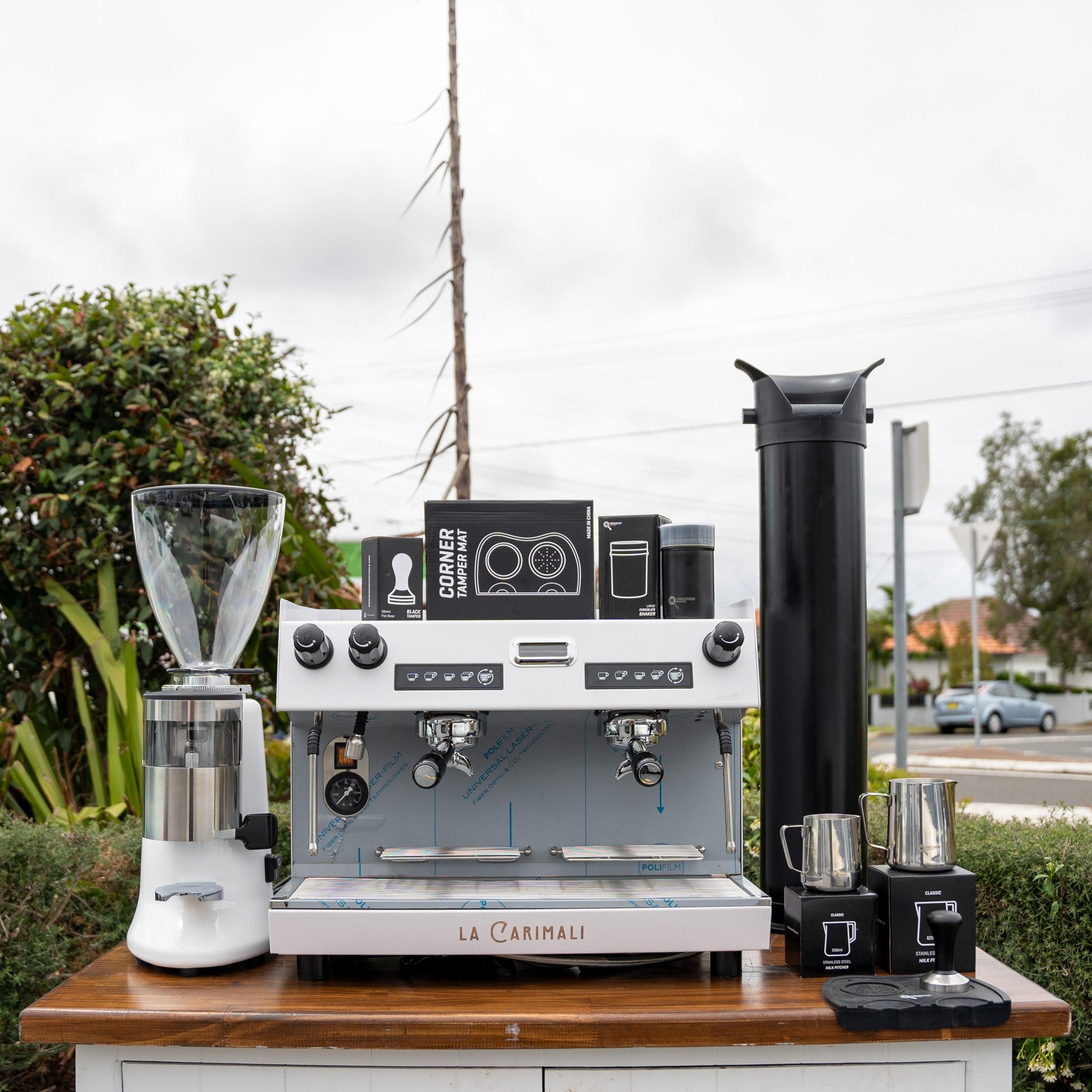 White Carimali Nimble & X011 Grinder Package + Precision Accessories - Australia - Di Pacci