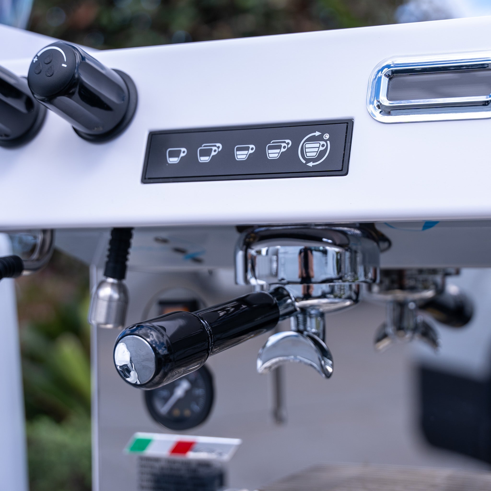 White Carimali & X011 Grinder + Precision Accessories & Stainless Steel Coffee Cart Package - Australia - Di Pacci